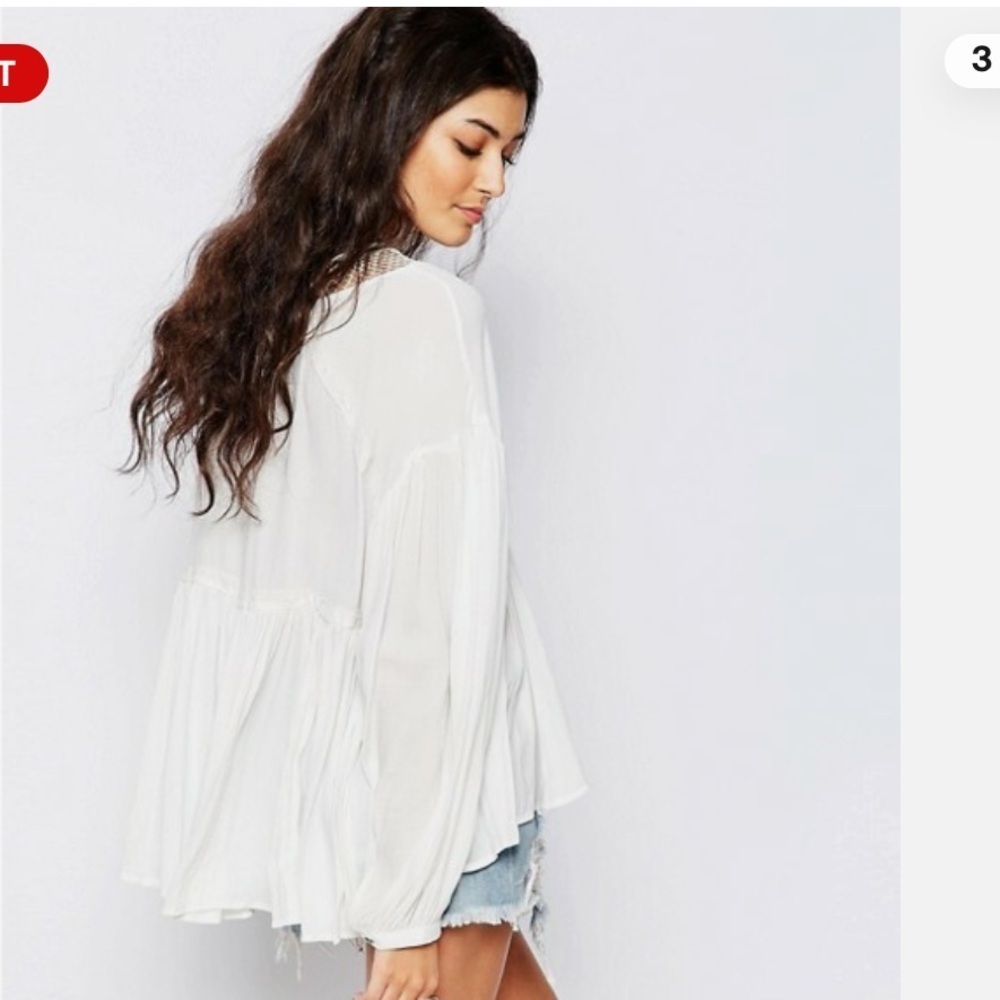 Free People Don’t Let Go White Lace-Up Women's Top - Picture 7 of 7